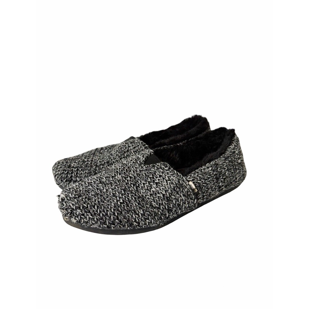 TOMS Women's Knit Slip On Slippers Cozy Faux Fur Lined Casual Shoes Size 9.5